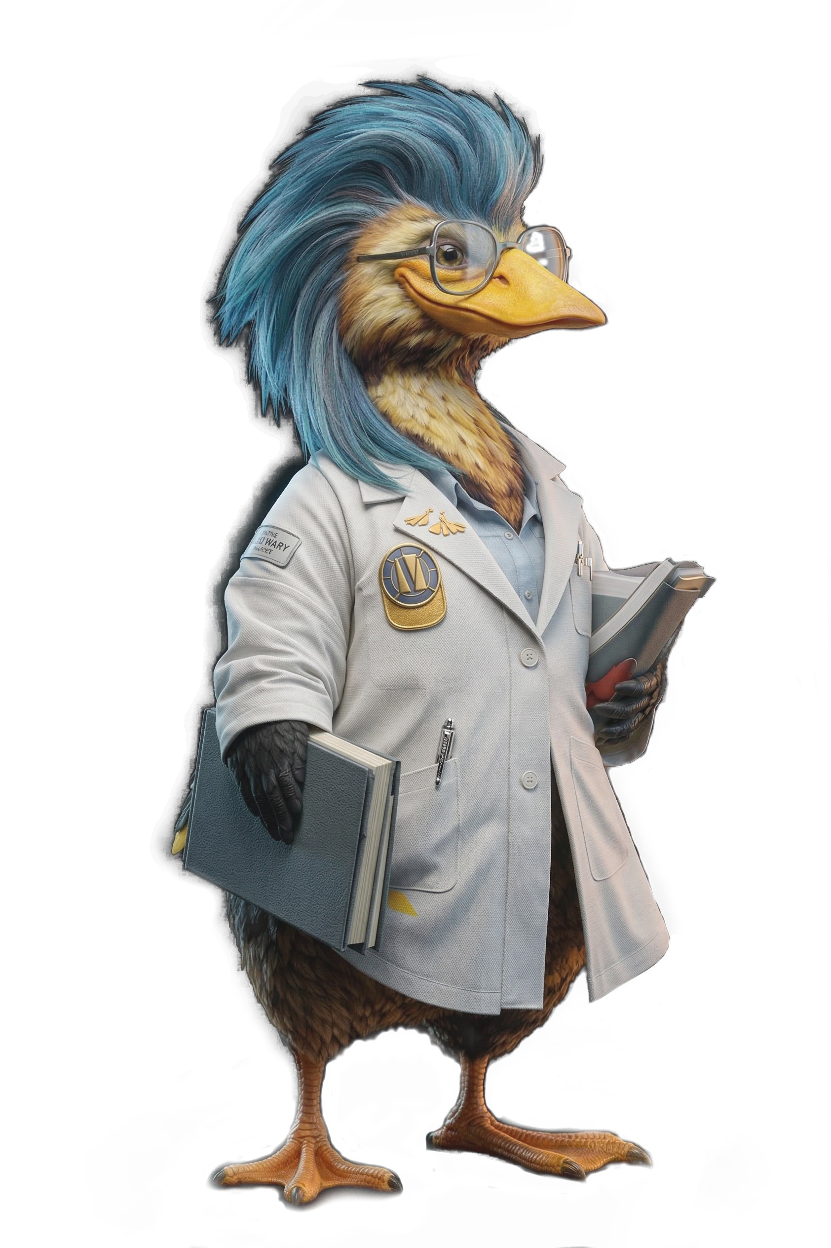 Blue scientist duck