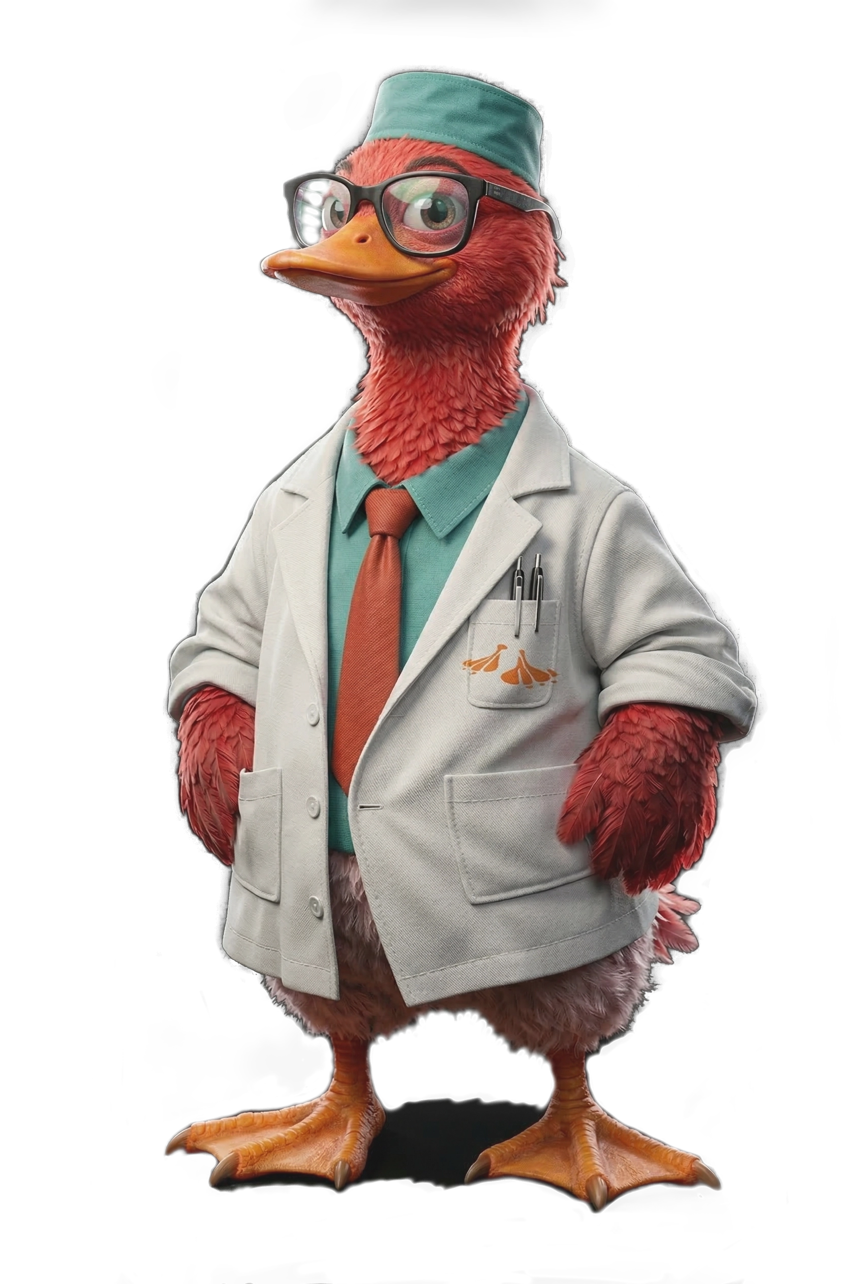 Red scientist duck