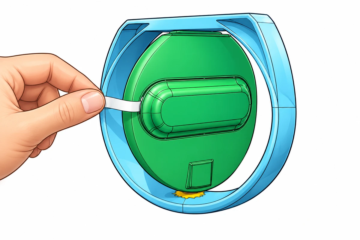 A hand pulling the battery isolation tab from the assembled SmartDuck